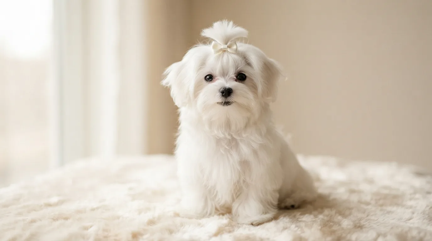 Pure white Maltese puppy in Singapore